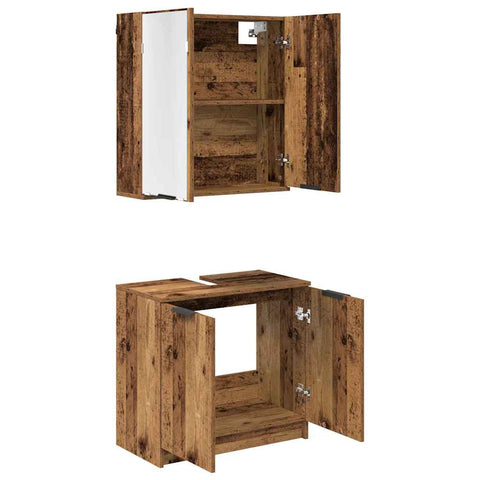 vidaXL Bathroom Cabinet Set with Shelf Old Wood Engineered Wood
