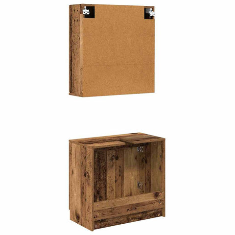 vidaXL Bathroom Cabinet Set with Shelf Old Wood Engineered Wood