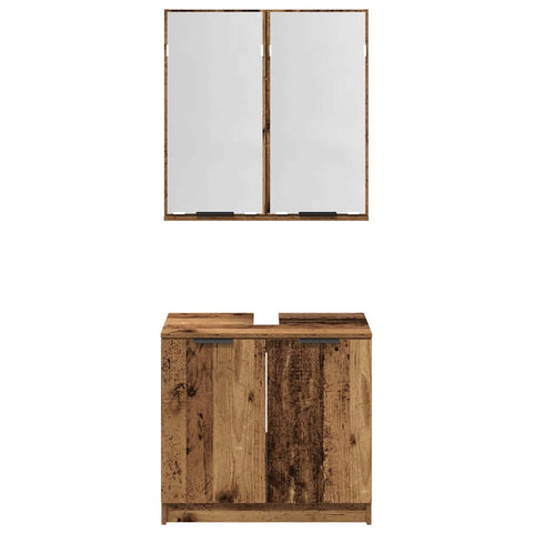 vidaXL Bathroom Cabinet Set with Shelf Old Wood Engineered Wood