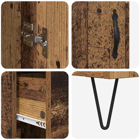 vidaXL Highboard Old Wood 69.5 x 34 x 180 cm Engineered Wood