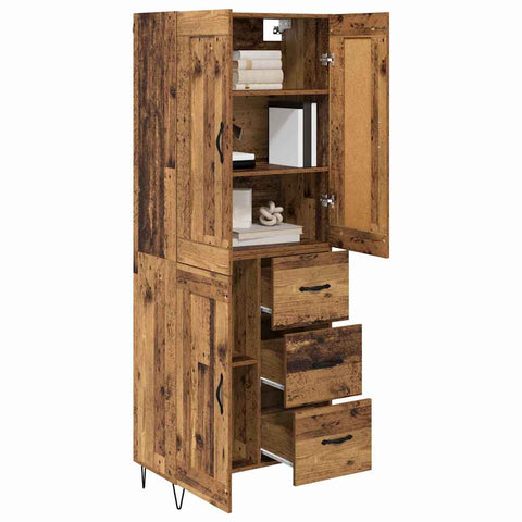 vidaXL Highboard Old Wood 69.5 x 34 x 180 cm Engineered Wood