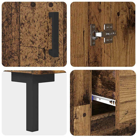 vidaXL Highboard Old Wood 69.5 x 34 x 180 cm Engineered Wood