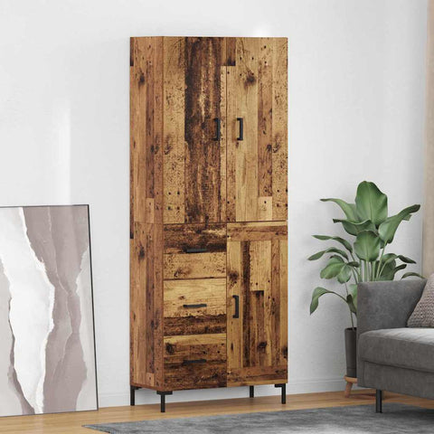 vidaXL Highboard Old Wood 69.5 x 34 x 180 cm Engineered Wood