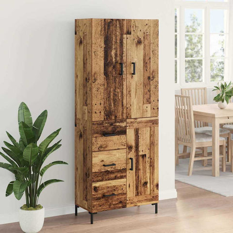 vidaXL Highboard Old Wood 69.5 x 34 x 180 cm Engineered Wood