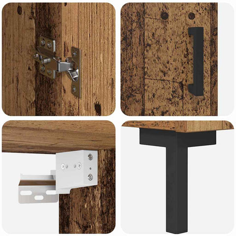 vidaXL Highboard Old Wood 69.5 x 34 x 180 cm Engineered Wood