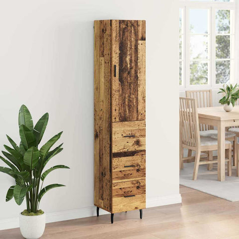 vidaXL Highboard Old Wood 34.5 x 34 x 180 cm Engineered Wood