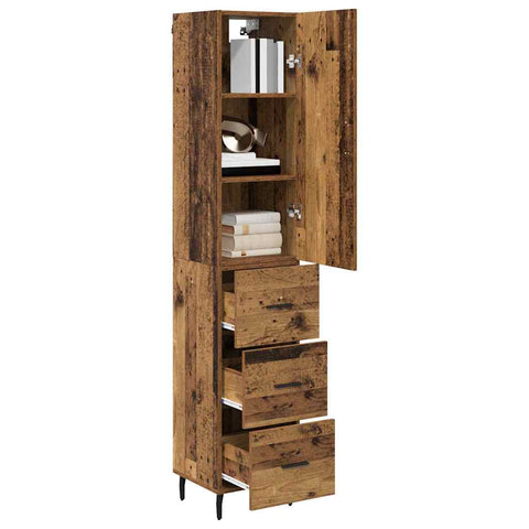 vidaXL Highboard Old Wood 34.5 x 34 x 180 cm Engineered Wood