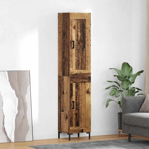 vidaXL Highboard Old Wood 34.5 x 34 x 180 cm Engineered Wood