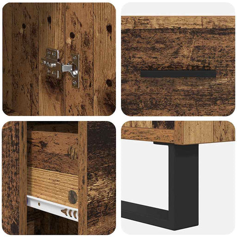 vidaXL Highboard Old Wood 34.5 x 34 x 180 cm Engineered Wood