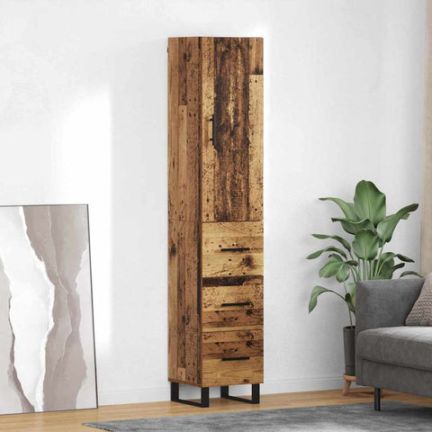 vidaXL Highboard Old Wood 34.5 x 34 x 180 cm Engineered Wood