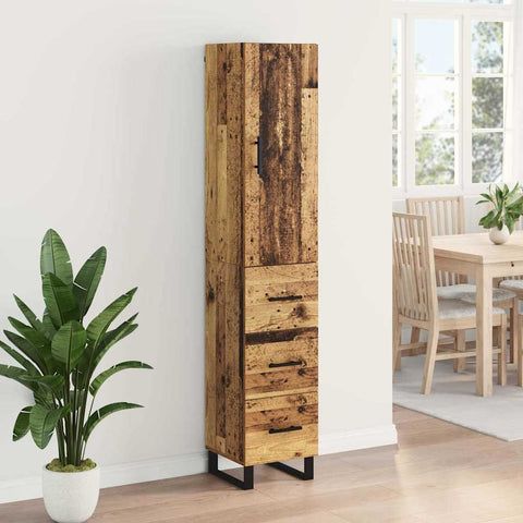 vidaXL Highboard Old Wood 34.5 x 34 x 180 cm Engineered Wood