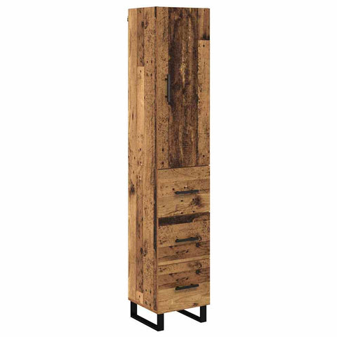 vidaXL Highboard Old Wood 34.5 x 34 x 180 cm Engineered Wood