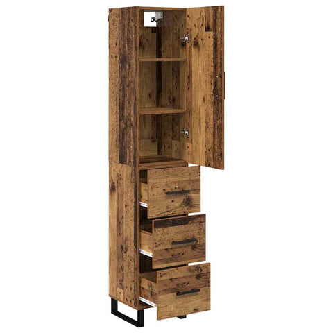 vidaXL Highboard Old Wood 34.5 x 34 x 180 cm Engineered Wood