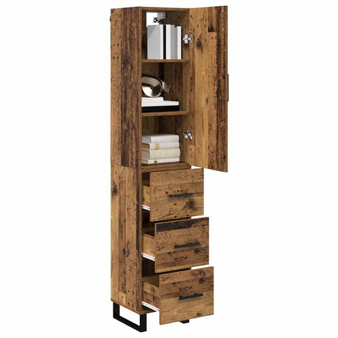 vidaXL Highboard Old Wood 34.5 x 34 x 180 cm Engineered Wood