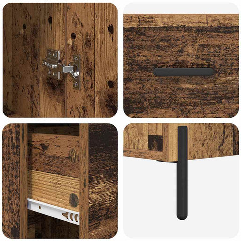 vidaXL Highboard Old Wood 34.5 x 34 x 180 cm Engineered Wood