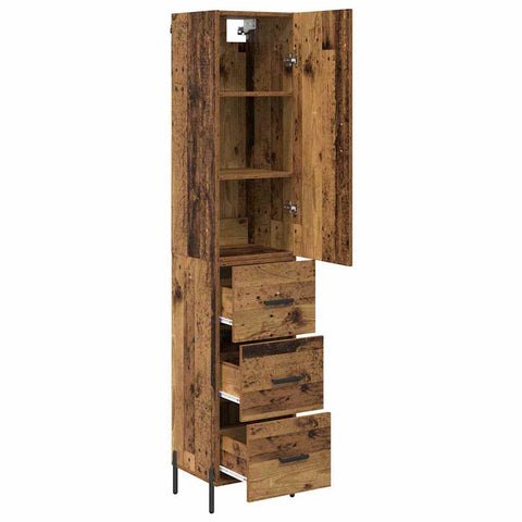 vidaXL Highboard Old Wood 34.5 x 34 x 180 cm Engineered Wood