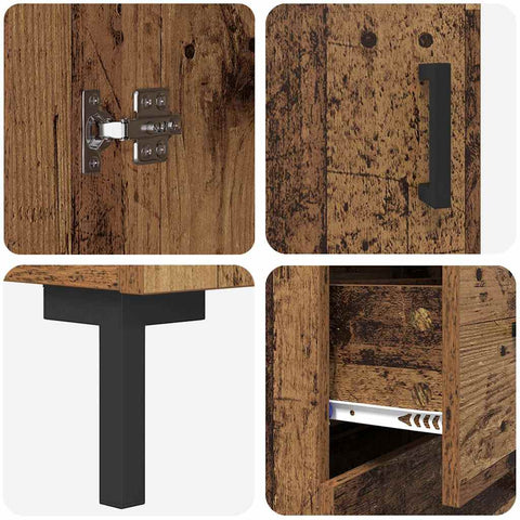 vidaXL Highboard Old Wood 69.5 x 34 x 180 cm Engineered Wood