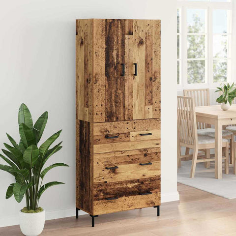 vidaXL Highboard Old Wood 69.5 x 34 x 180 cm Engineered Wood