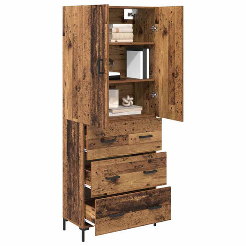 vidaXL Highboard Old Wood 69.5 x 34 x 180 cm Engineered Wood