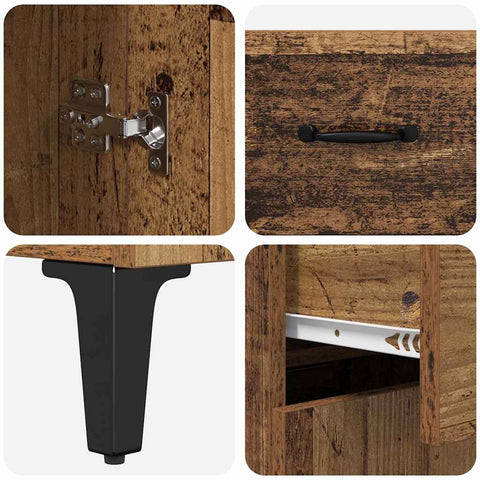 vidaXL Highboard Old Wood 69.5 x 34 x 180 cm Engineered Wood