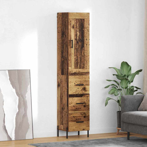 vidaXL Highboard Old Wood 34.5 x 34 x 180 cm Engineered Wood