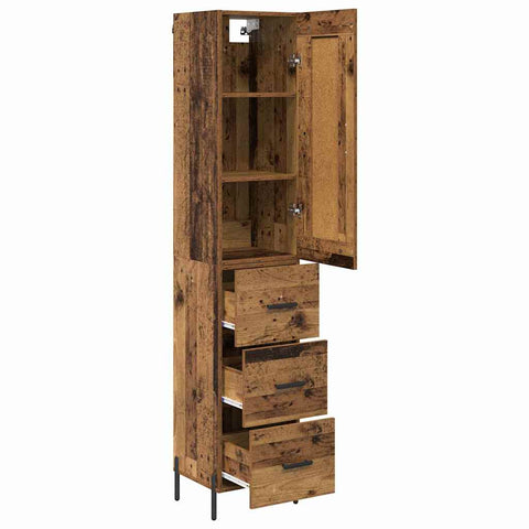 vidaXL Highboard Old Wood 34.5 x 34 x 180 cm Engineered Wood