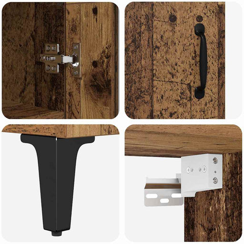 vidaXL Highboard Old Wood 69.5 x 34 x 180 cm Engineered Wood