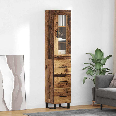 vidaXL Highboard Old Wood 69.5 x 34 x 180 cm Engineered Wood
