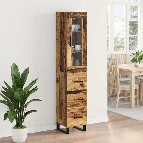 vidaXL Highboard Old Wood 69.5 x 34 x 180 cm Engineered Wood