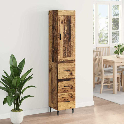 vidaXL Highboard Old Wood 34.5 x 34 x 180 cm Engineered Wood