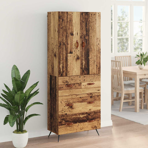 vidaXL Highboard Old Wood 69.5 x 34 x 180 cm Engineered Wood