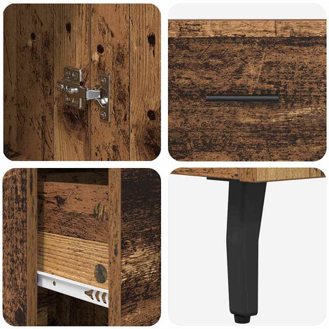 vidaXL Highboard Old Wood 34.5 x 34 x 180 cm Engineered Wood