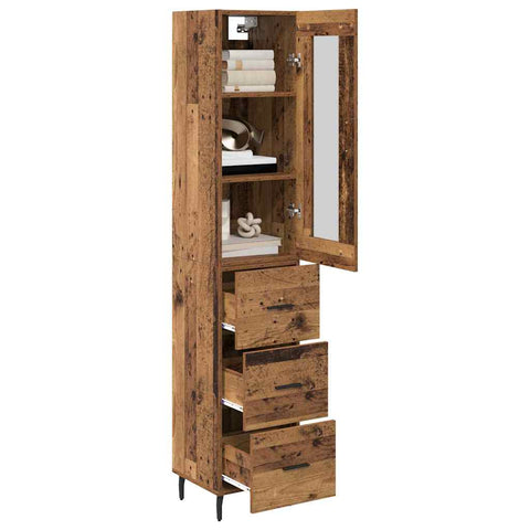 vidaXL Highboard Old Wood 34.5 x 34 x 180 cm Engineered Wood