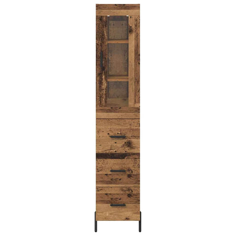 vidaXL Highboard Old Wood 34.5 x 34 x 180 cm Engineered Wood