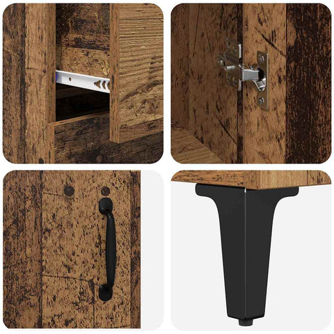 vidaXL Highboard Old Wood 69.5 x 34 x 180 cm Engineered Wood