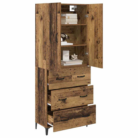 vidaXL Highboard Old Wood 69.5 x 34 x 180 cm Engineered Wood