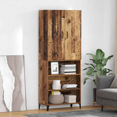 vidaXL Highboard Old Wood 69.5 x 34 x 180 cm Engineered Wood
