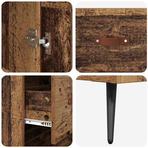 vidaXL Highboard Old Wood 69.5 x 34 x 180 cm Engineered Wood