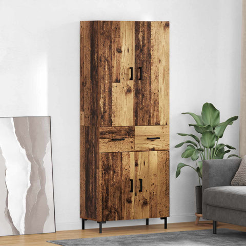 vidaXL Highboard Old Wood 69.5 x 34 x 180 cm Engineered Wood