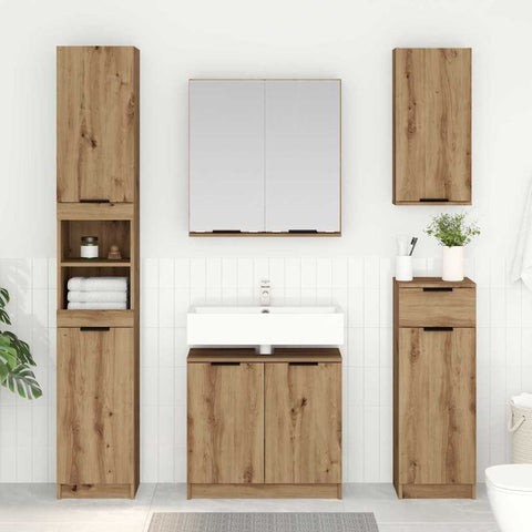 vidaXL Bathroom Cabinet Set with Shelf Artisan Oak Engineered Wood