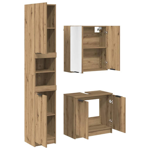 vidaXL Bathroom Cabinet Set with Shelf Artisan Oak Engineered Wood