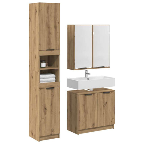vidaXL Bathroom Cabinet Set with Shelf Artisan Oak Engineered Wood