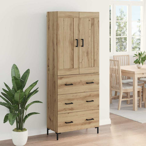 vidaXL Highboard Artisan Oak 69.5 x 34 x 180 cm Engineered Wood