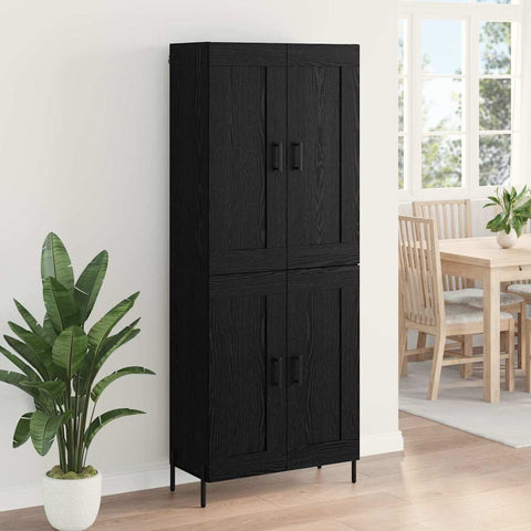 vidaXL Highboard 2 pcs Black Oak 69.5 x 34 x 180 cm Engineered Wood