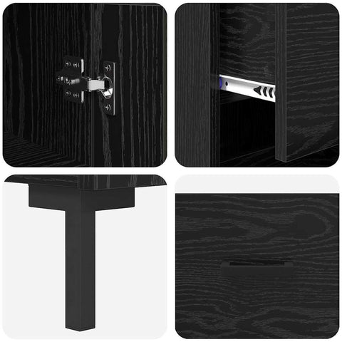 vidaXL Highboard Black Oak 34.5 x 34 x 180 cm Engineered Wood