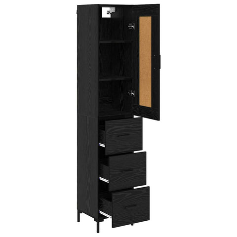 vidaXL Highboard Black Oak 34.5 x 34 x 180 cm Engineered Wood