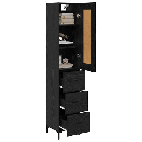 vidaXL Highboard Black Oak 34.5 x 34 x 180 cm Engineered Wood
