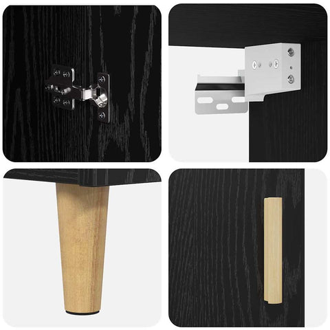 vidaXL Highboard 2 pcs Black Oak 69.5 x 34 x 180 cm Engineered Wood