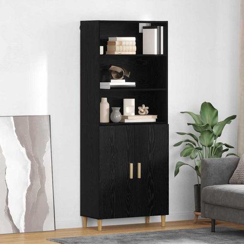 vidaXL Highboard 2 pcs Black Oak 69.5 x 34 x 180 cm Engineered Wood