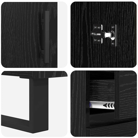 vidaXL Highboard Wall-mounted 2 pcs Black Oak Engineered Wood